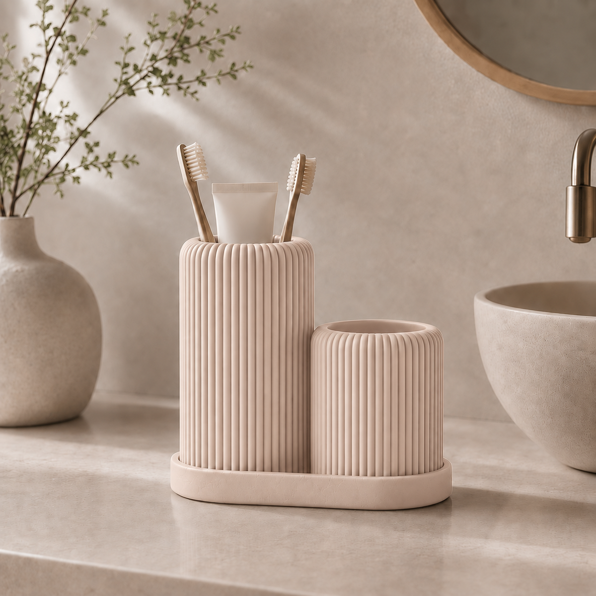 Beige-tandenborstelhouder
