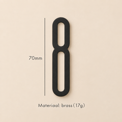 Messing huisnummer of letter 7 cm - zwart