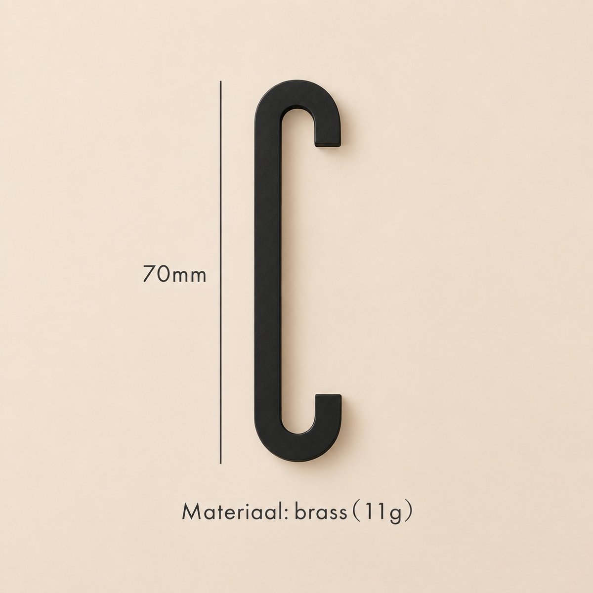 Messing huisnummer of letter 7 cm - zwart
