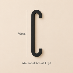 Messing huisnummer of letter 7 cm - zwart