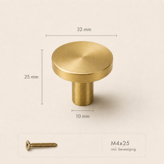 Ronde Wandhaak van Massief Messing – Geborsteld Goud 32mm