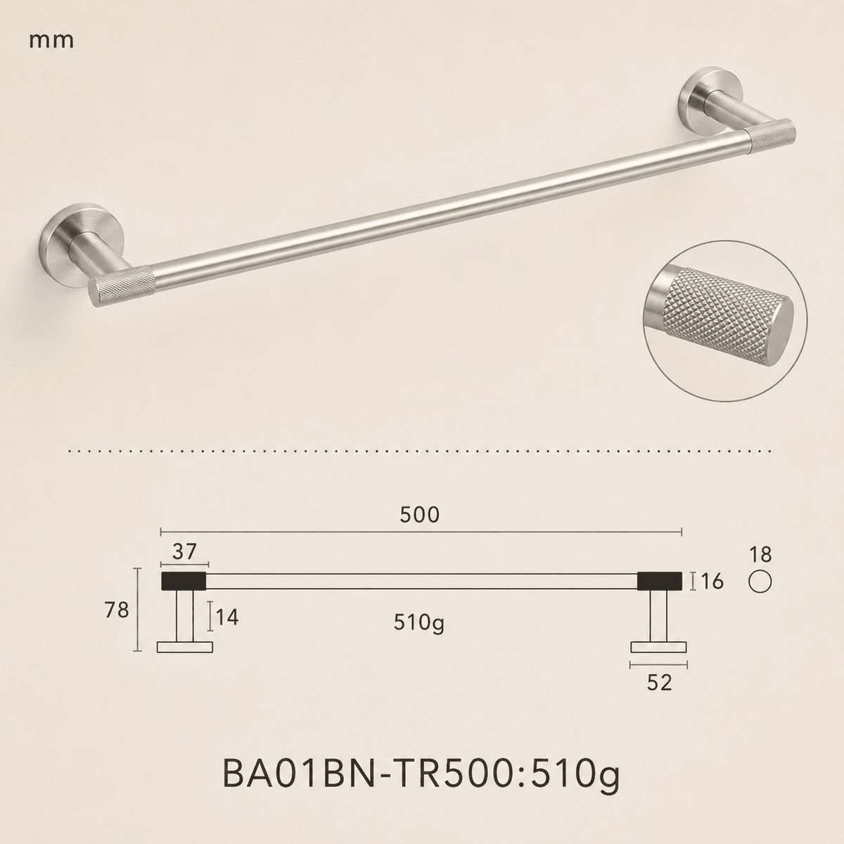 Forma Signature No. 04 – Messing Handdoekrek 50 cm - Forma Luxury Interior