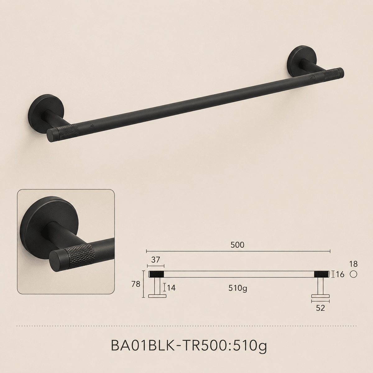 Forma Signature No. 04 – Messing Handdoekrek 50 cm - Forma Luxury Interior