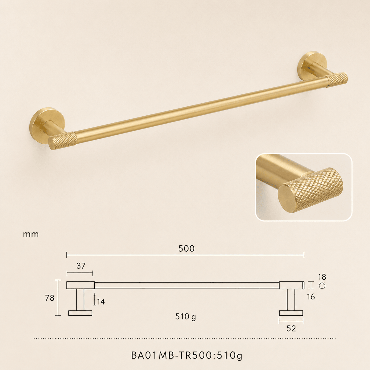 Forma Signature No. 04 – Messing Handdoekrek 50 cm - Forma Luxury Interior