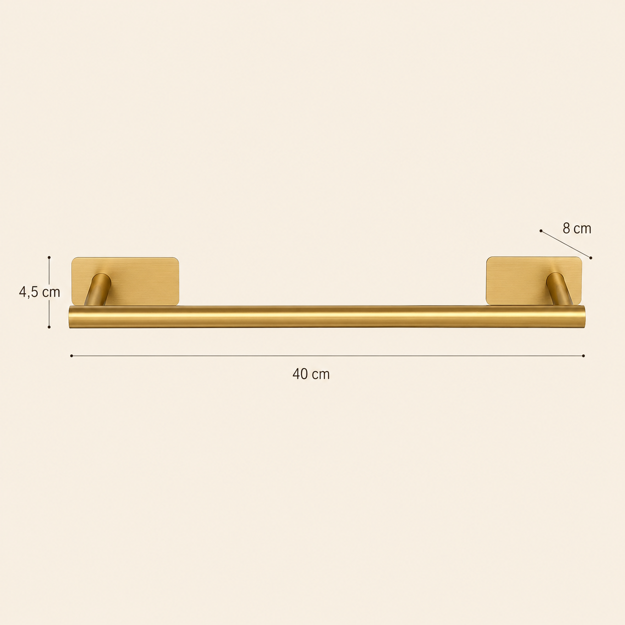Geborsteld gouden handdoekstang gemonteerd aan de wand