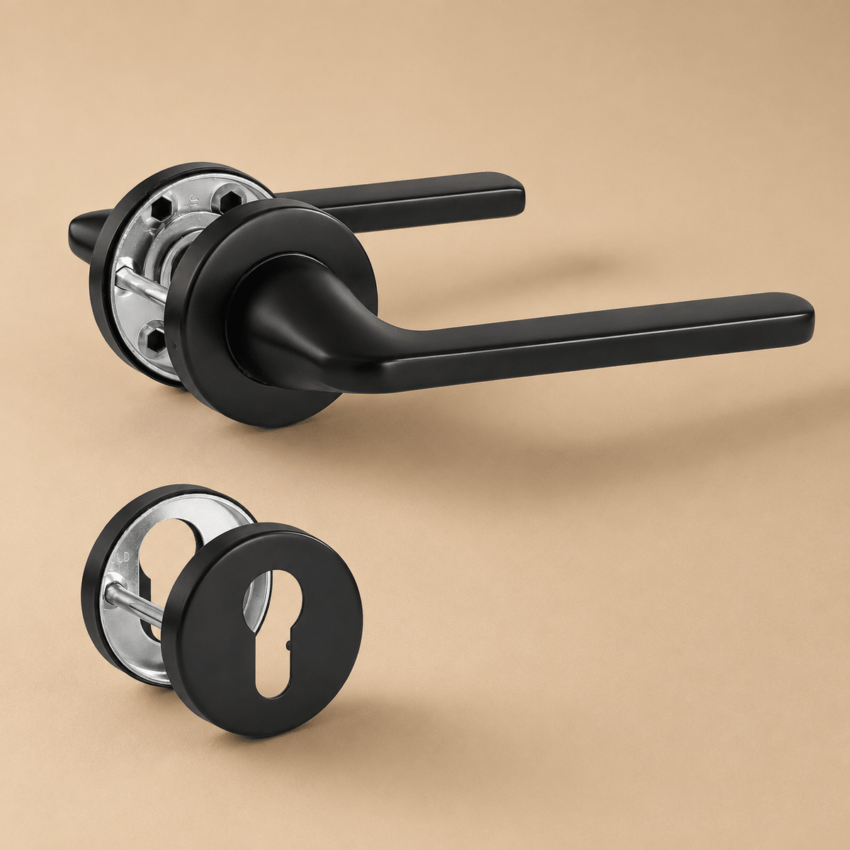 L-vormige Deurklink op Rond Rozet - Forma Luxury Interior