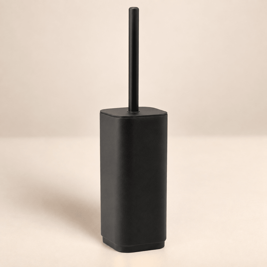Mat zwarte toiletborstel met houder van gerecycled kunststof - Forma Luxury Interior