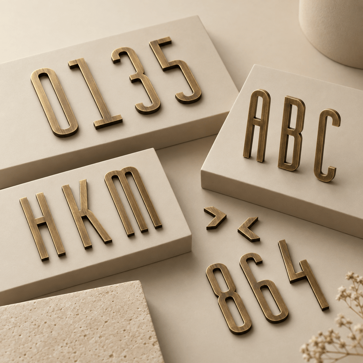 Messing huisnummer of letter 7 cm – antiek messing - Forma Luxury Interior