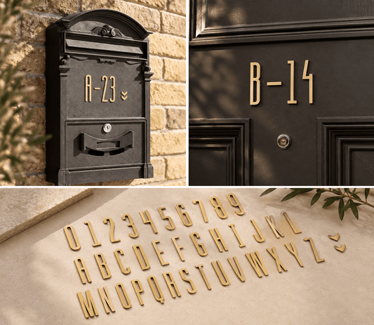 Messing huisnummer of letter 7 cm – mat goud - Forma Luxury Interior