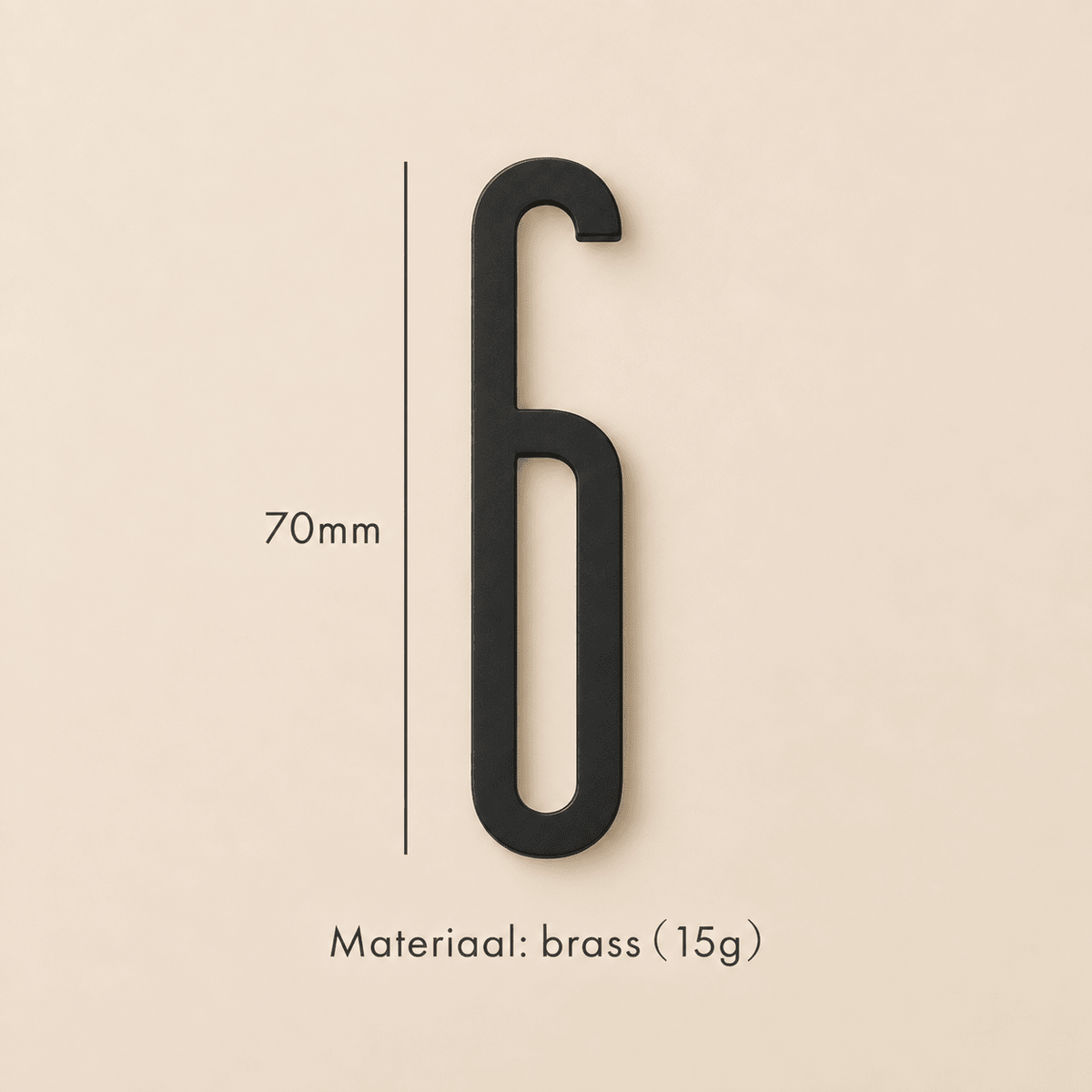 Messing huisnummer of letter 7 cm - zwart - Forma Luxury Interior