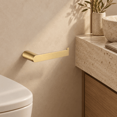 Minimalistische toiletrolhouder in geborsteld goud - Forma Luxury Interior