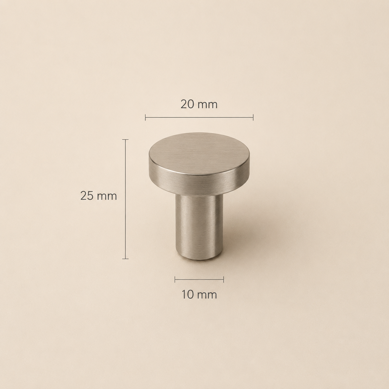 Ronde wandhaak in geborsteld nikkel van 20 mm
