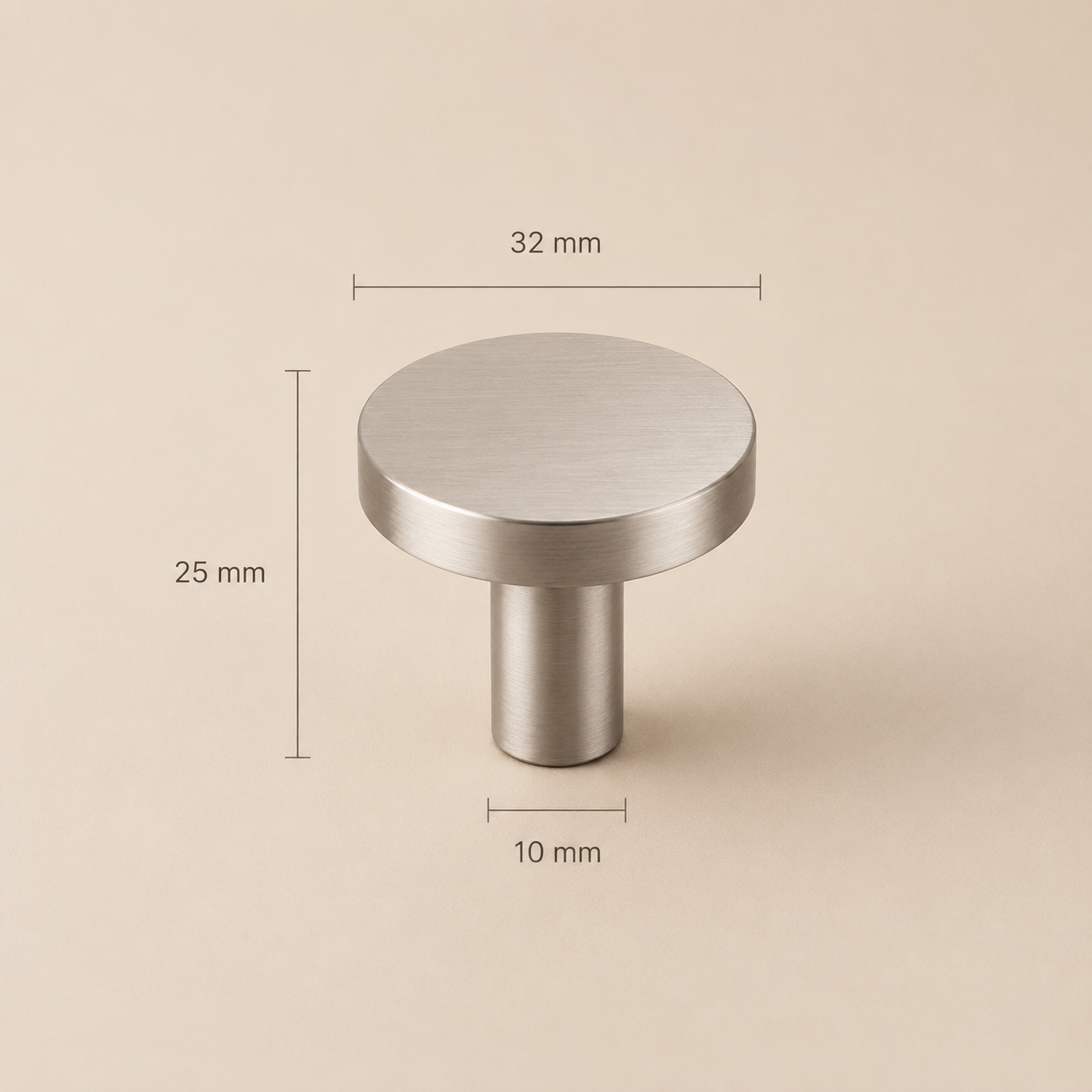 Ronde wandhaak in geborsteld nikkel van 32 mm