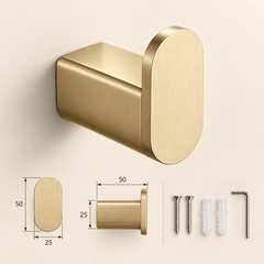 RVS wandhaak in geborsteld goud - Forma Luxury Interior