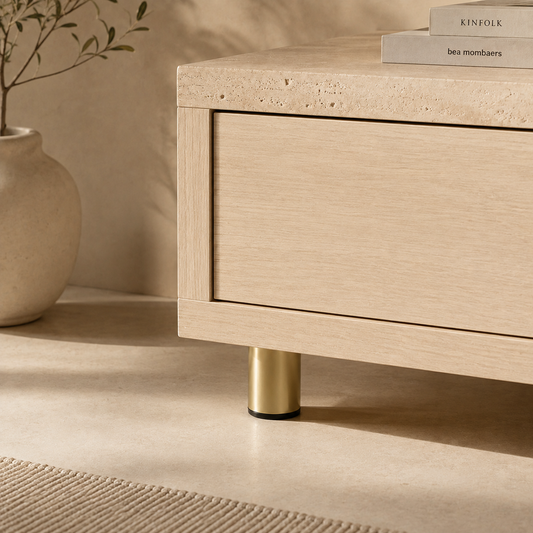 Verstelbare aluminium meubelpoot van 5 cm in goud