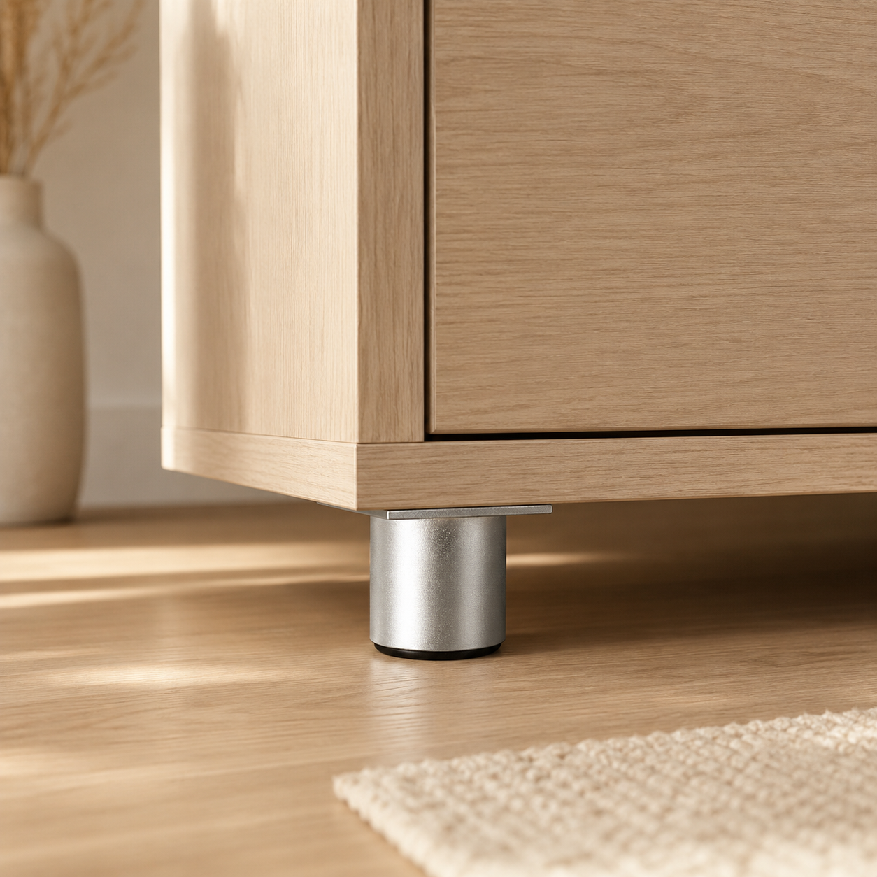 Hoogteverstelling van compacte aluminium meubelpoot