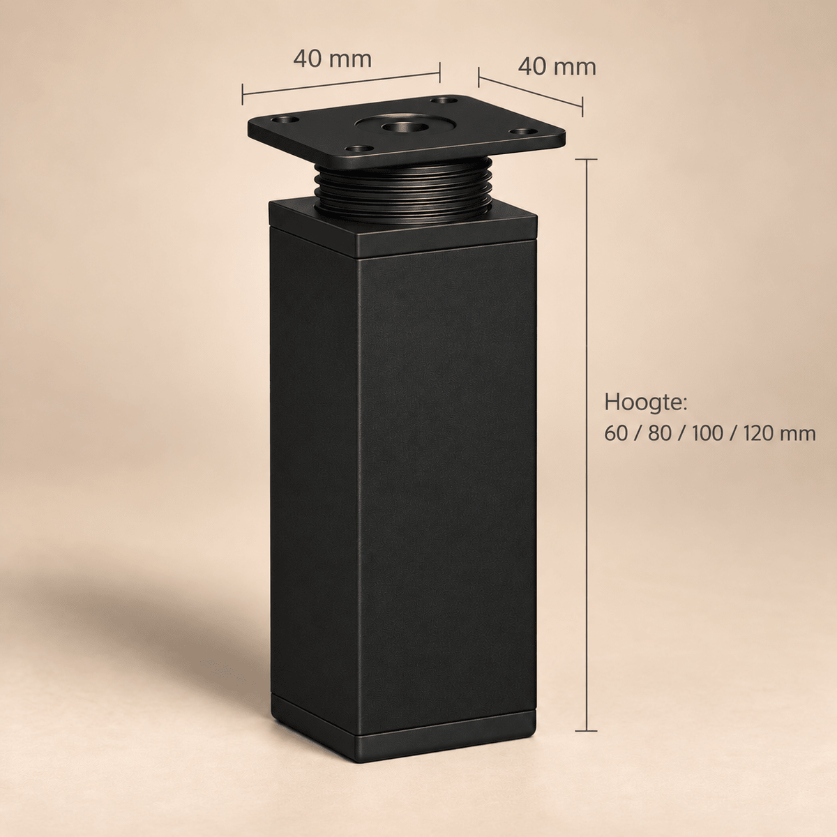 Verstelbare vierkante meubelpoot 40 × 40 mm - Forma Luxury Interior