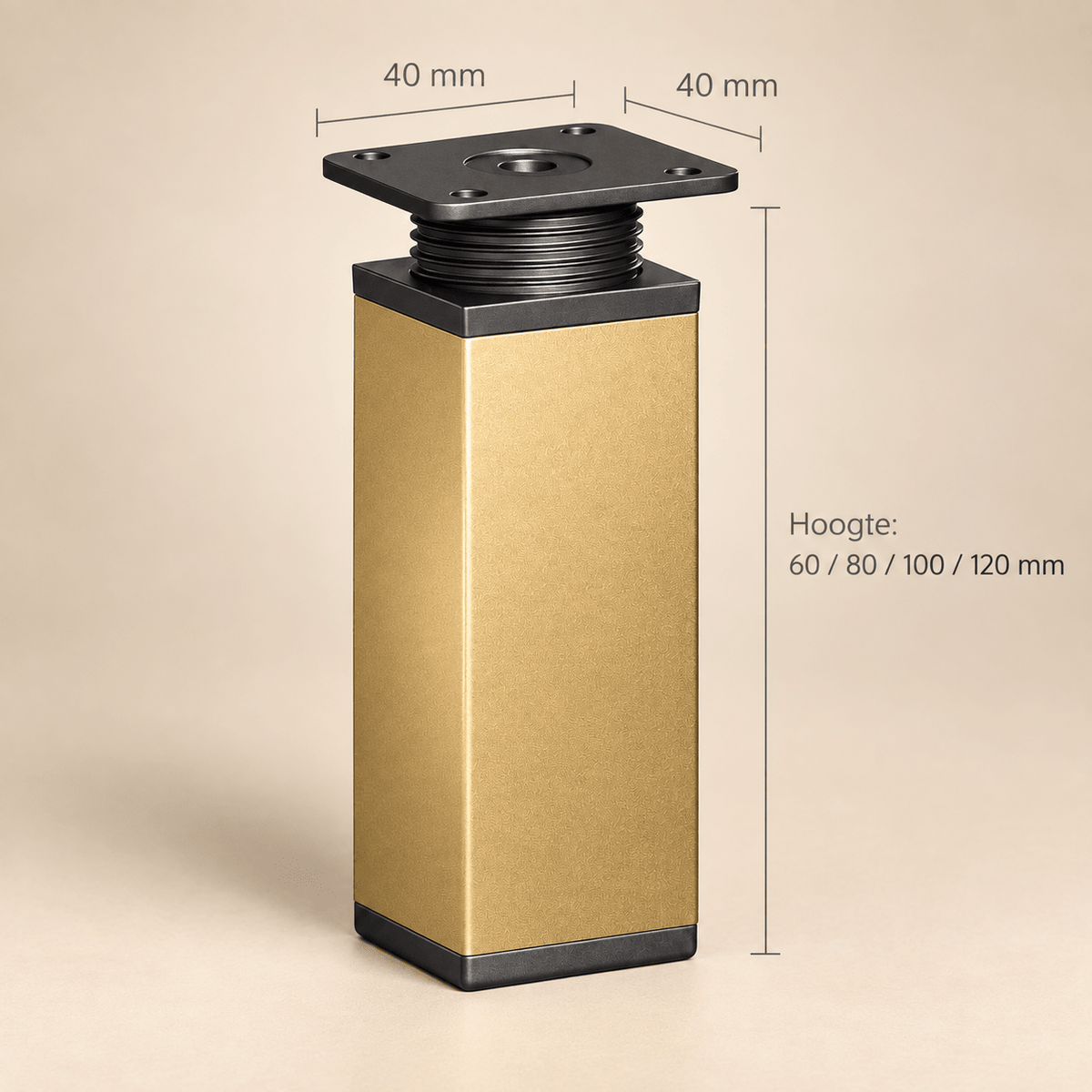 Verstelbare vierkante meubelpoot 40 × 40 mm - Forma Luxury Interior