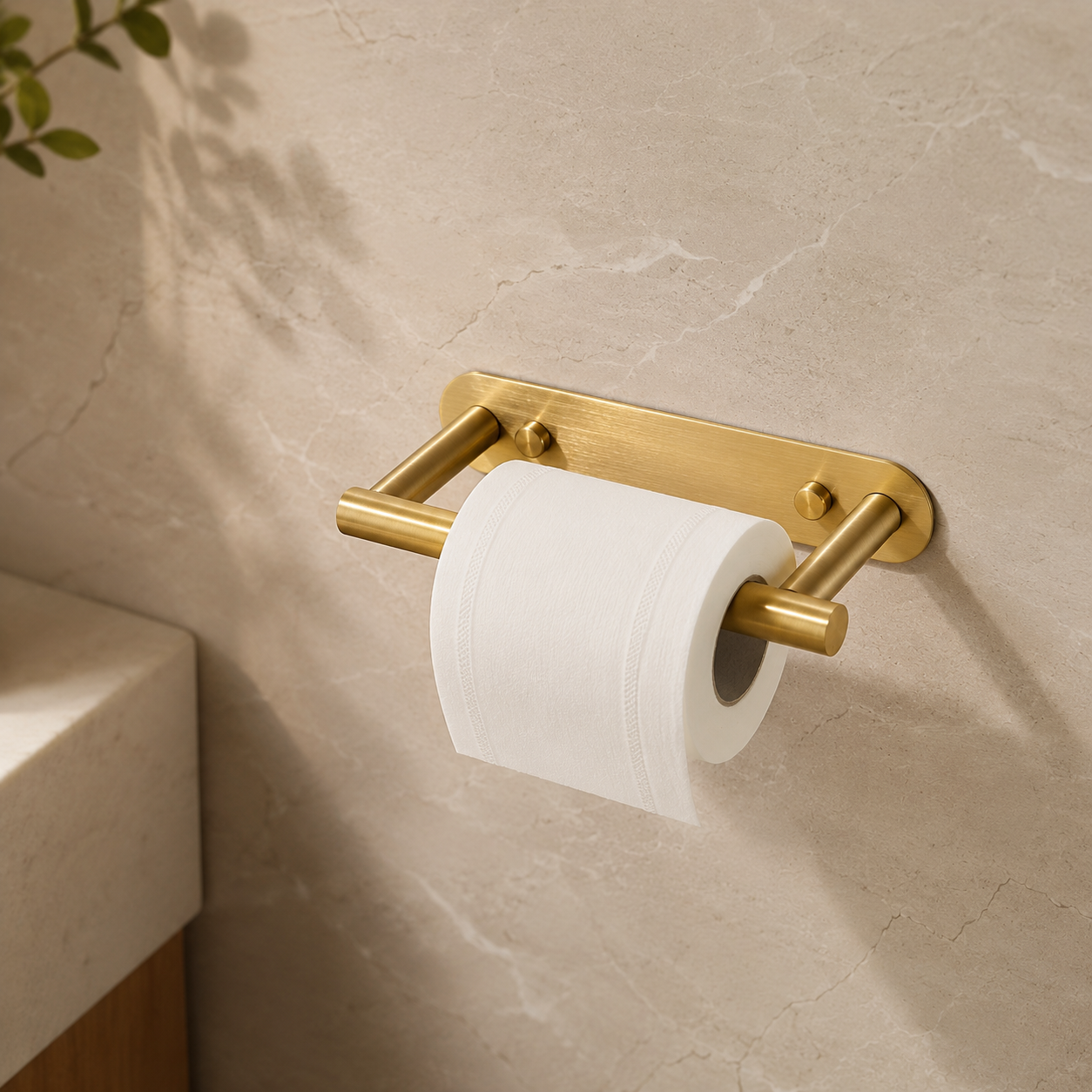 Zelfklevende draaibare RVS toiletrolhouder in goud