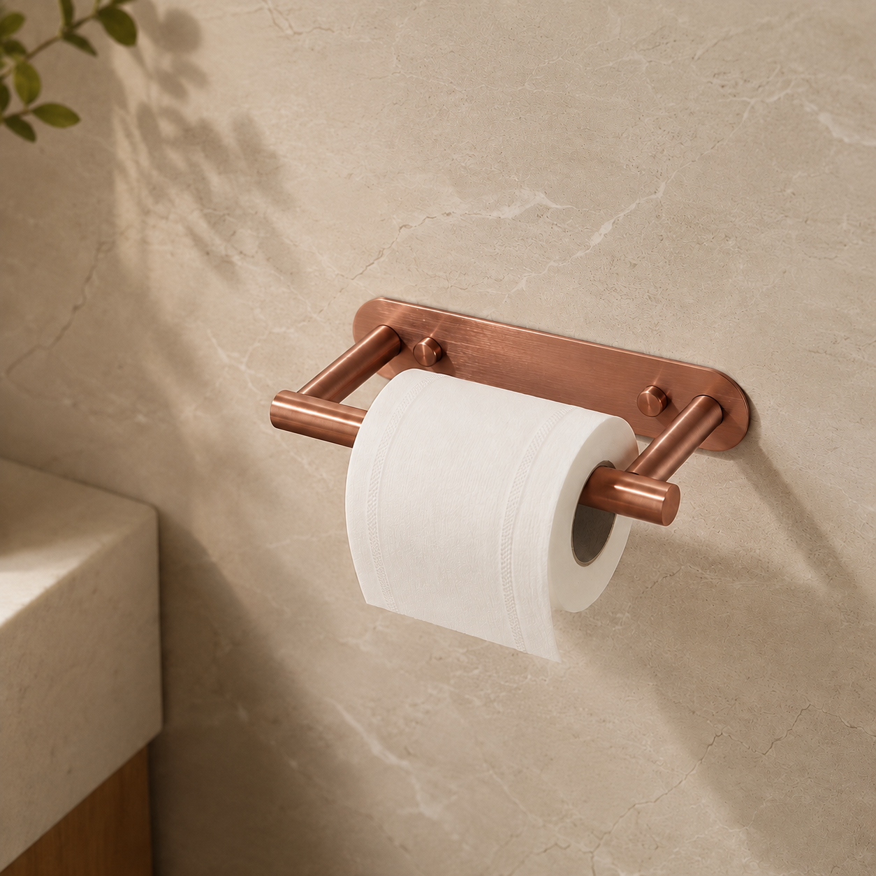 Zelfklevende draaibare RVS toiletrolhouder in roségoud