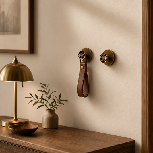 Zelfklevende ronde wandhaak in antiek messing