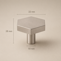 Zeshoekige wandhaak in geborsteld nikkel van 32 mm